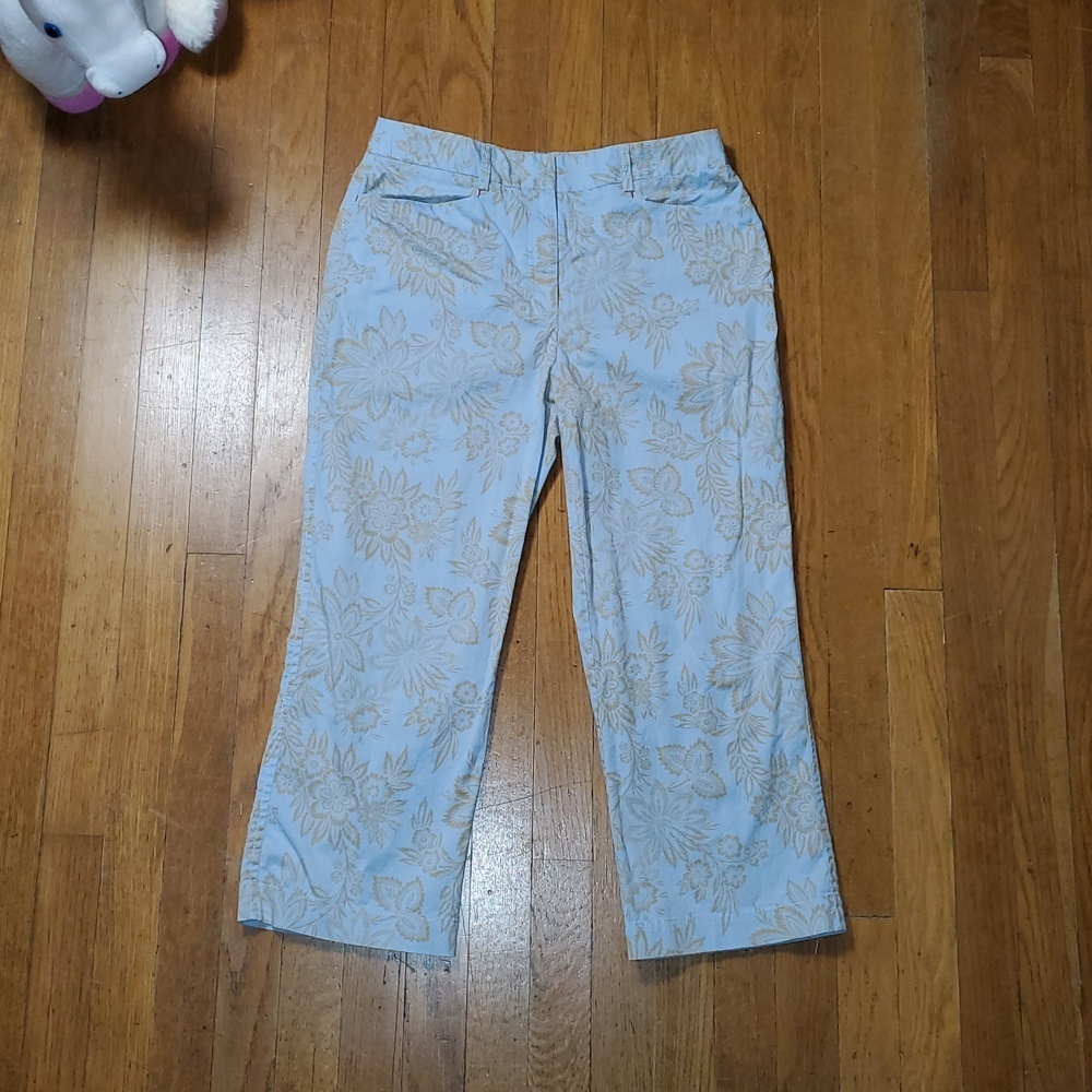 Tommy Hilfiger Pale Blue Floral Stretch Capri Pants